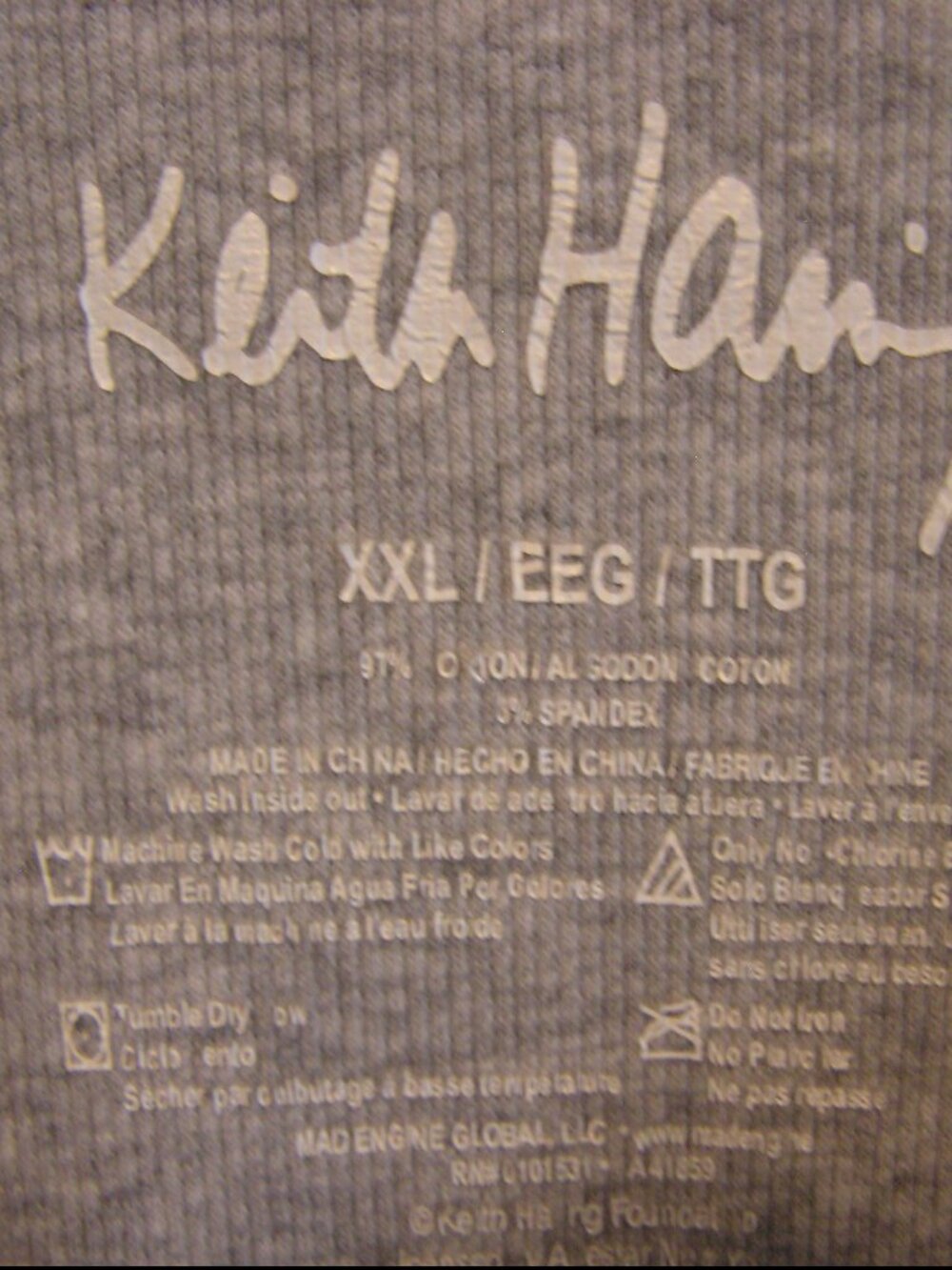 Keith Haring Multi Dancing Figure Grey Ribbed Tank Top - Picture 9 of 10
